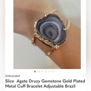 Gold and Black Agate Druzy Geode Bracelet